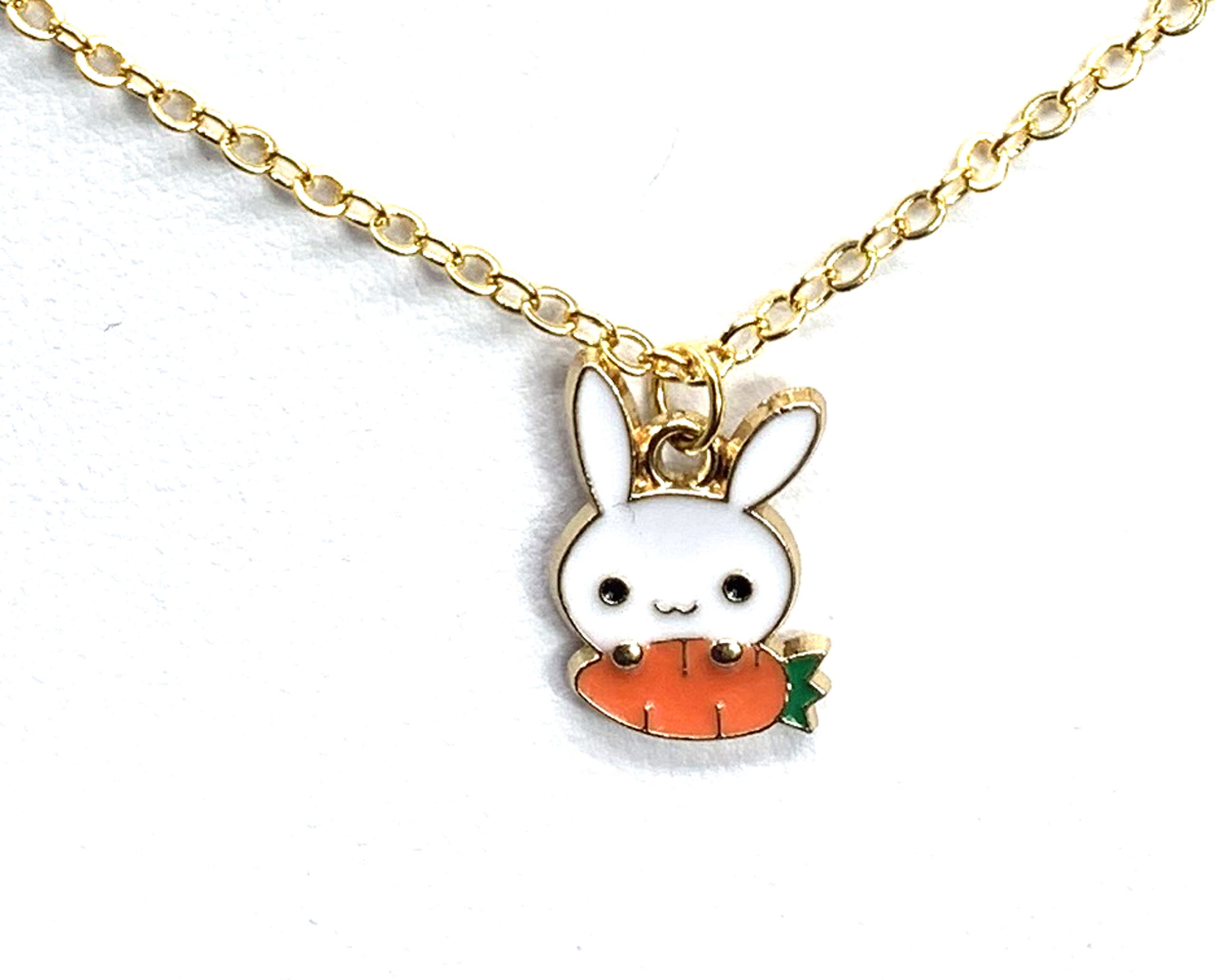 Tingn Easter Bunny Gifts for Kids 14K Rose Gold Plated Dainty Heart Initial Necklace Cute Bunny Necklaces Easter Bunny Gifts for Kids Toddlers Girls